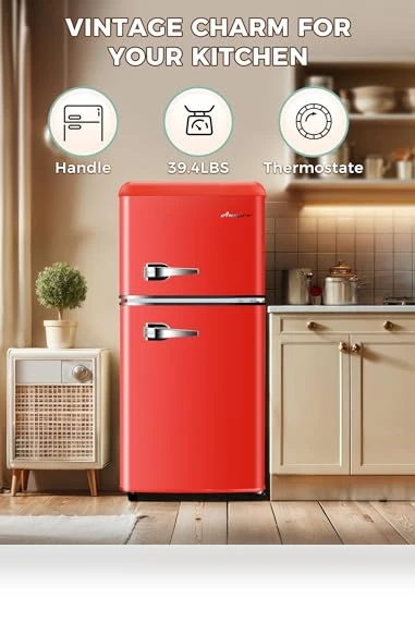Retro Double Door Fridge with Freezer — Mini Fridges, Anypro
