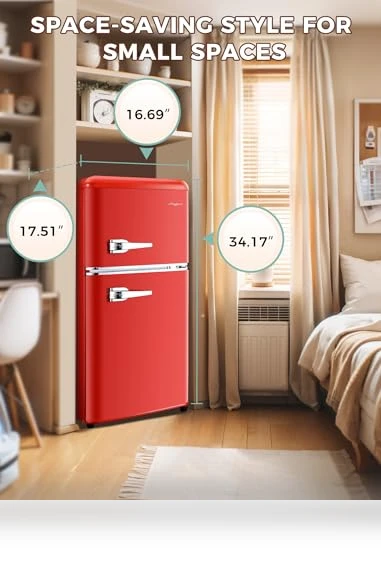 Retro Double Door Fridge with Freezer — Mini Fridges, Anypro