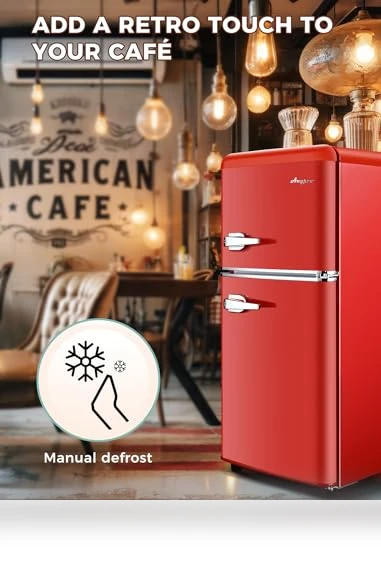 Retro Double Door Fridge with Freezer — Mini Fridges, Anypro
