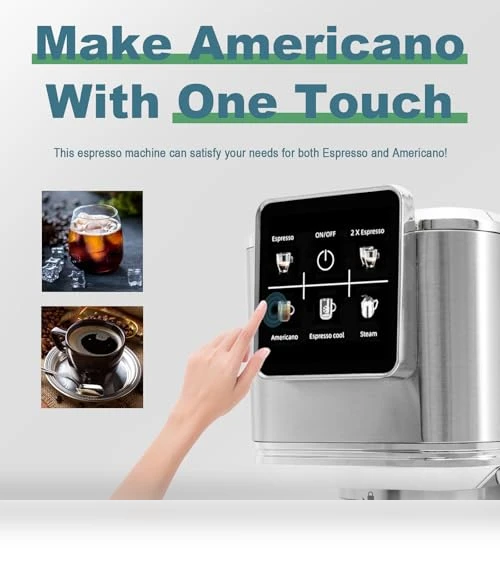 Touch Screen Espresso Maker with Steam Milk Frother — Coffee & Espresso Combos, URintells Cuising