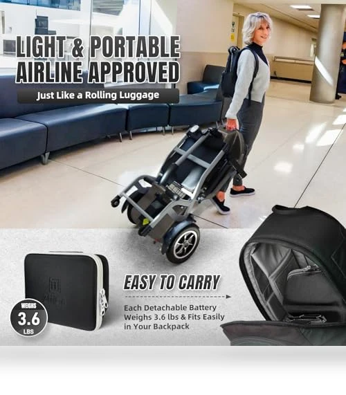 Ultra Lightweight Electric Powered Folding 4 Wheel Mobility Scooter — Mobility Scooters, ZiiROBOT
