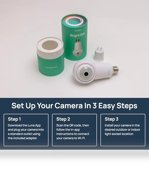 2K Light Bulb Security Camera — Smart Home Security, LUNA HOME, LLC