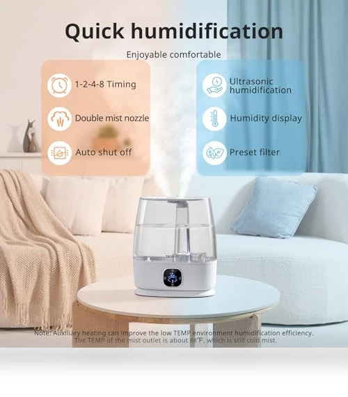 6L Cool and Warm Mist Air Humidifier — Air Moisture Control, Tasigok