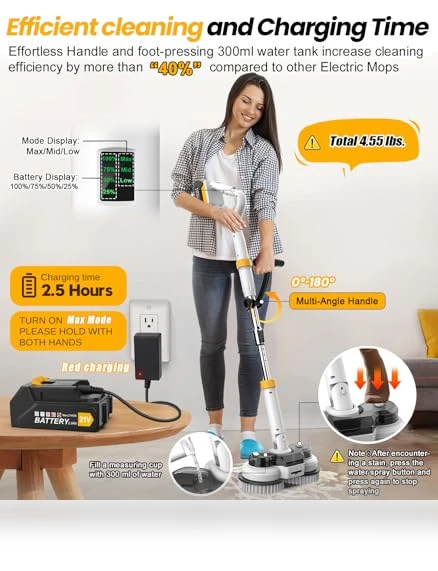 Cordless Electric Mop and Scrubber — Sweepers, qimedo