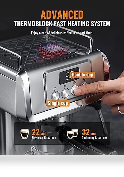Espresso Machine with Milk Frother Steam Wand — Coffee & Espresso Combos, SHARDOR
