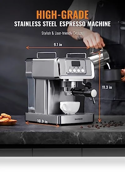 Espresso Machine with Milk Frother Steam Wand — Coffee & Espresso Combos, SHARDOR