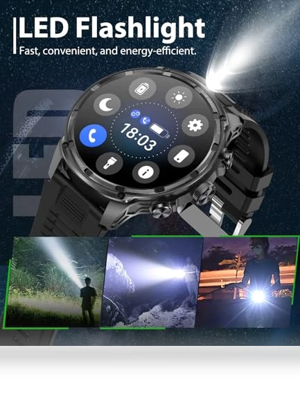 Extra Large Screen Smartwatch with Flashlight — Smartwatches, HIRREO
