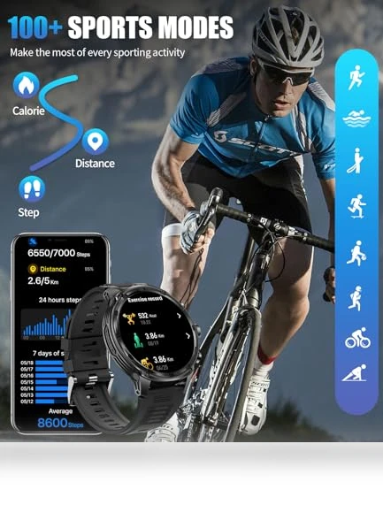 Extra Large Screen Smartwatch with Flashlight — Smartwatches, HIRREO