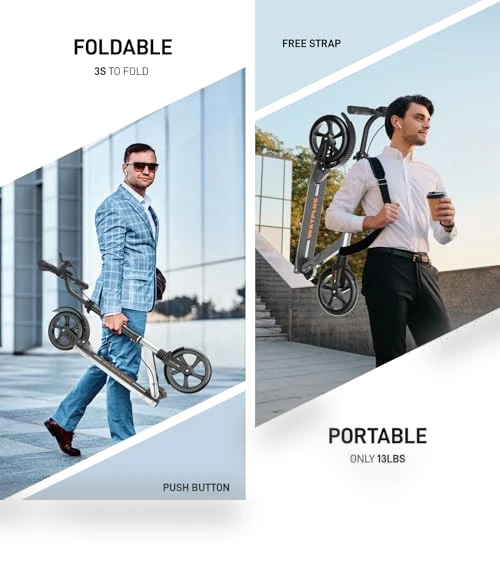 Foldable Kick Scooter with Big Wheels — Push Scooters, WAYPLUS