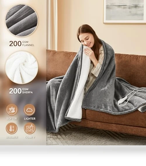 Heated Blanket Electric Throw — Electric Blankets, Homemate