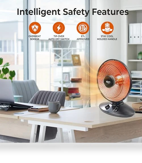 Indoor Dish Space Heater with Oscillation — Portable Heating Solutions, Comfort Zone
