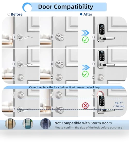 Smart Door Lock with Handle — Smart Home Security, MSR X6