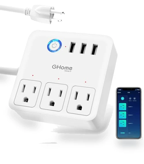 Smart Power Strip with 3 USB Ports and 3 Smart Outlets — Power Solutions & Surge Protection, GHome Smart