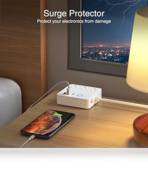 Smart Power Strip with 3 USB Ports and 3 Smart Outlets — Power Solutions & Surge Protection, GHome Smart