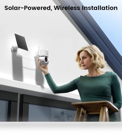 Solar Powered Outdoor Security Camera — Motion Sensors, AOSU