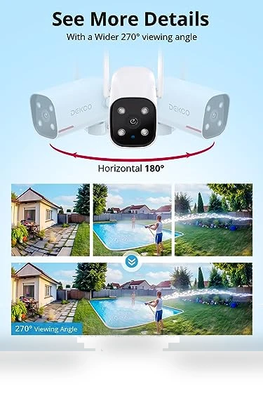 Wired Home Camera Outdoor with 2K Color Night Vision — Smart Home Security, DEKCO