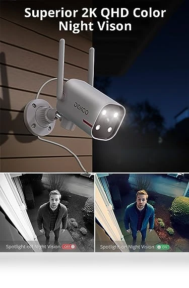 Wired Home Camera Outdoor with 2K Color Night Vision — Smart Home Security, DEKCO