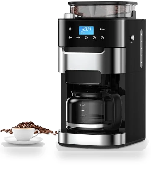 10-Cup Drip Coffee Maker with Built-In Grinder — Electric Blade Coffee Grinders, COWSAR
