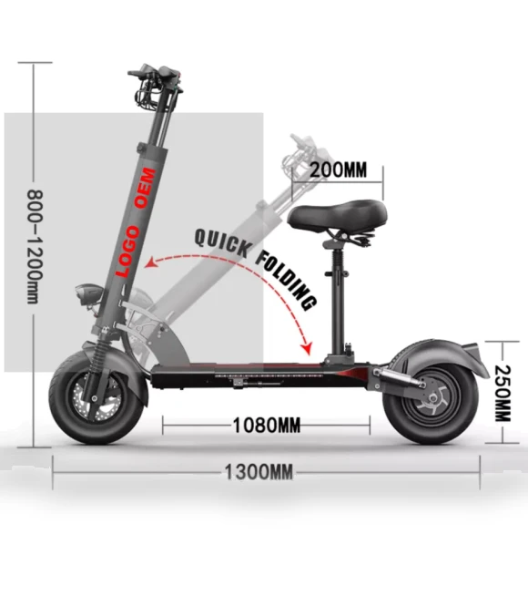 10 inch off-road adult foldable electric scooter with seat — Push Scooters