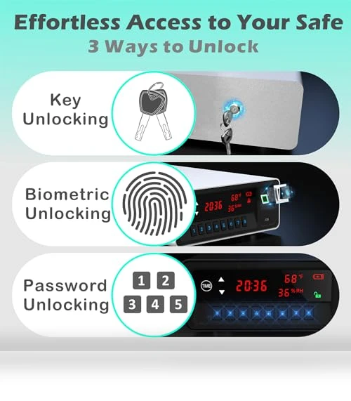 Biometric Pistol Safe with LCD Display — Biometric Security, QINGENO