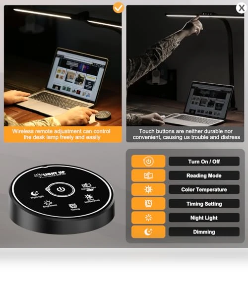 LED Desk Lamp with Clamp and Dual Screen Computer Monitor Gooseneck — Study & Desk Lighting