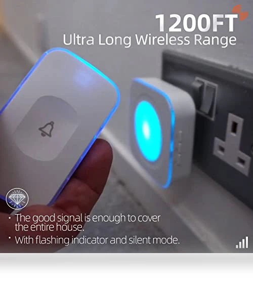 Wireless Doorbell with Flash LED Light — Chimes, JSIEEM