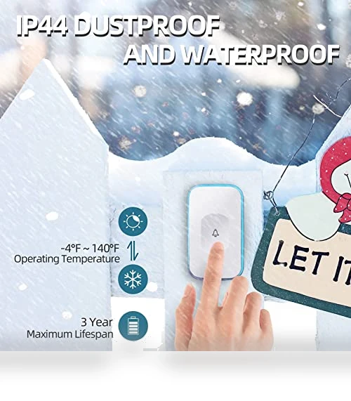 Wireless Doorbell with Flash LED Light — Chimes, JSIEEM