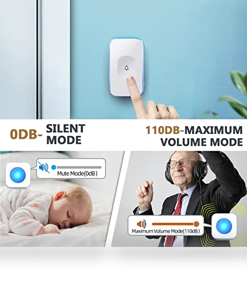 Wireless Doorbell with Flash LED Light — Chimes, JSIEEM