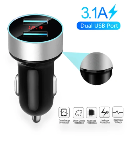 Car Charger with LED Display and Dual USB Ports — Vehicle Power Solutions