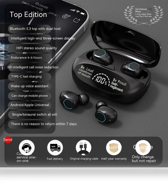 Wireless Bluetooth Headset — In-Ear Headphones