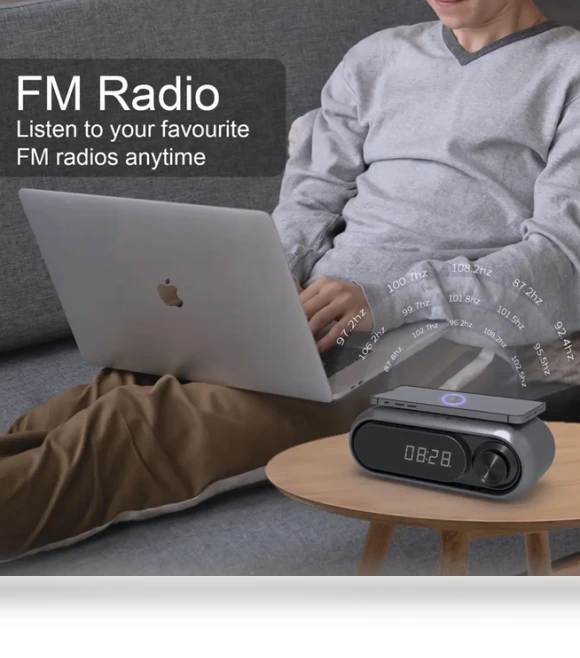 Wireless Charging Speaker Clock — Alarm