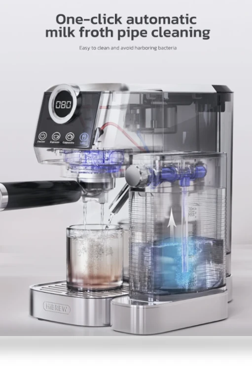 3 in 1 Semi Automatic Espresso Cappuccino Latte Coffee Machine — Milk Frothers, HIBREW