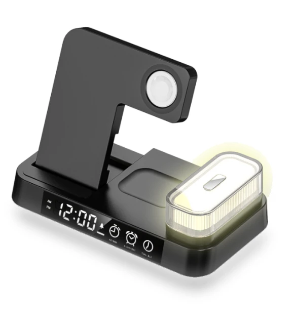 Three-in-One Wireless Charger with Multi-Function Clock — Chargers