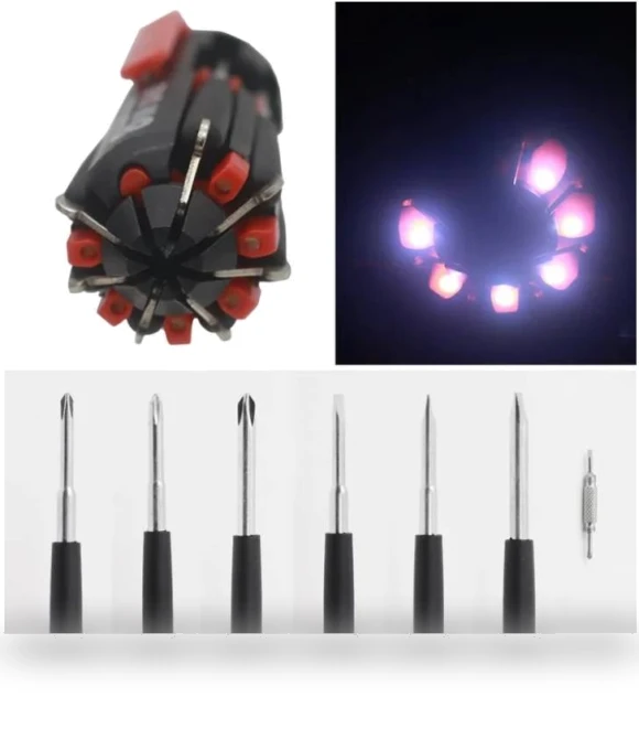 8-in-1 Screwdriver with Worklight and Flashlight — Screwdrivers