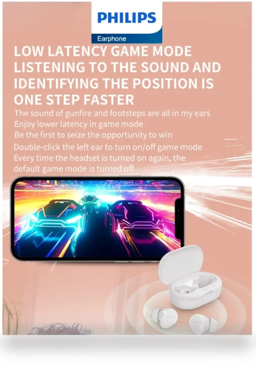 Mini Earphone Wireless Bluetooth Headphone — Over-Ear Headphones, Philips