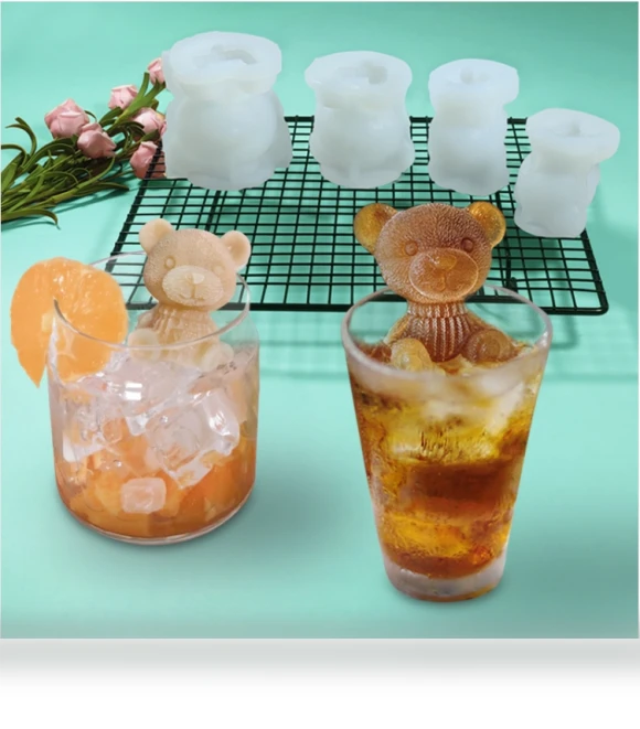 Cartoon Milk Tea Coffee Bear Ice Cube Silicone Mold — Ice Cube Molds & Trays
