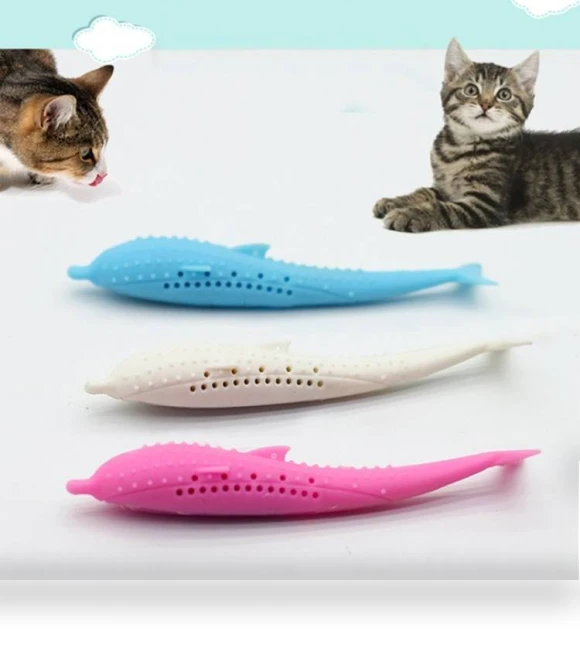 Catnip Cat Teeth Cleaning Silicone Dolphin Toy — Dental Care