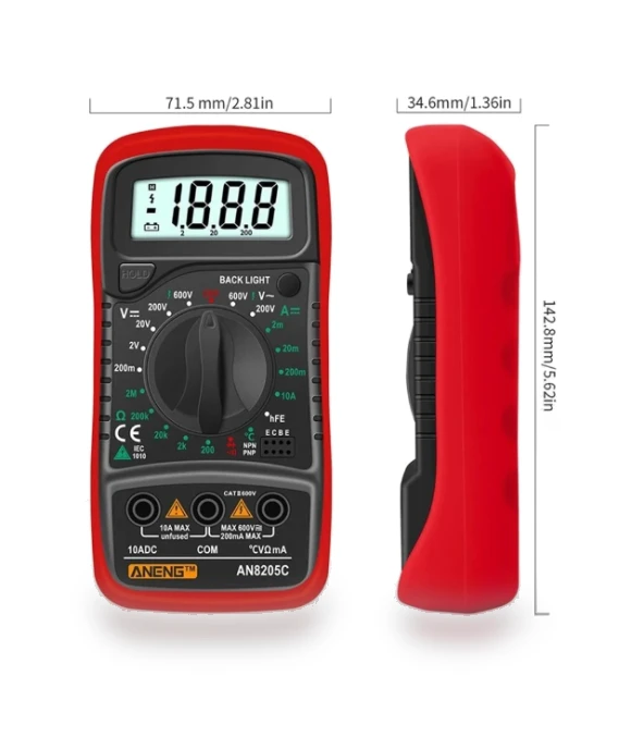 Digital Multimeter AC/DC Ammeter Volt Ohm Tester Meter — Multimeters & Analyzers, ANENG