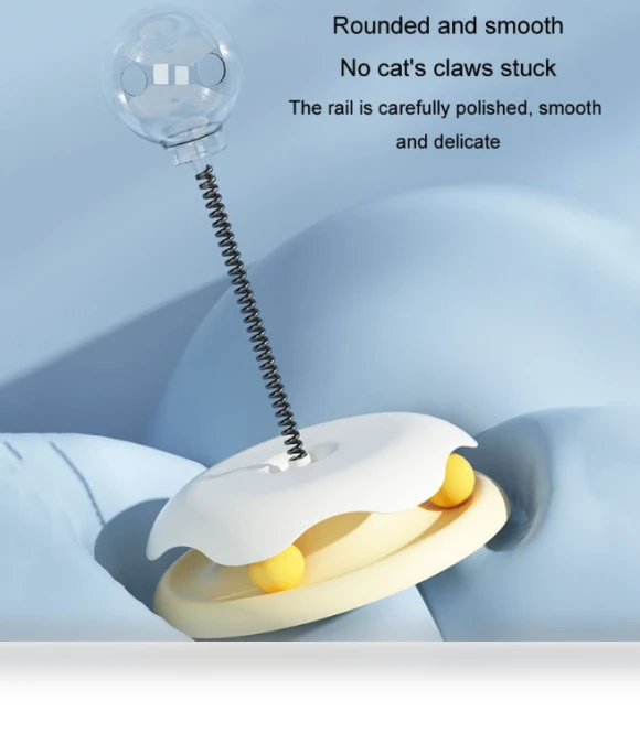 Teasing Cats Toy Turntable With Spring Leaky Food Ball — Cat Playthings