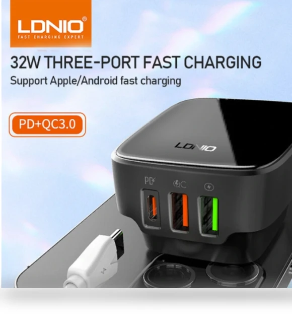 32W 3-Port USB PD Charger — Chargers, LDNIO