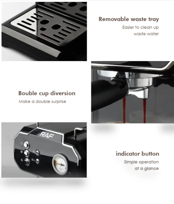 Home Small Semi Automatic High Pressure Steam Milk Foaming Coffee Machine — Brewing Excellence, RAF