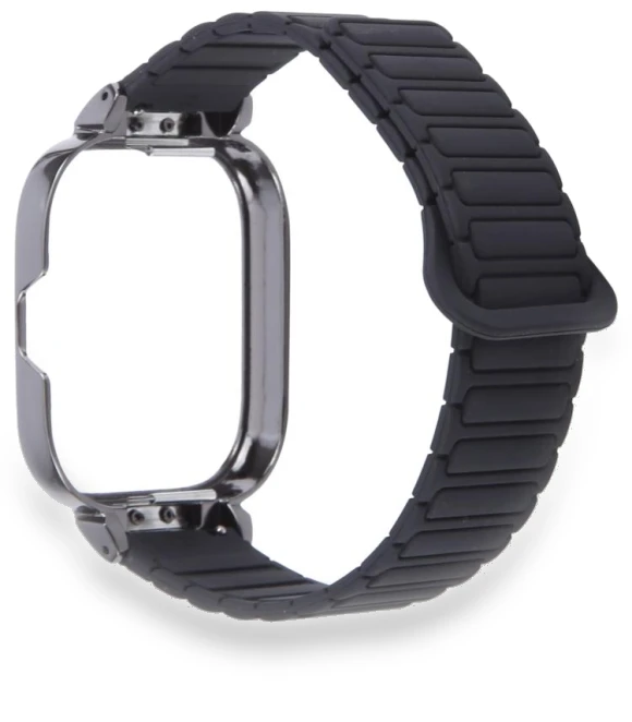 Metal Black Frame Integrated I-shaped Magnetic Silicone Watch Band — Bands, Redmi