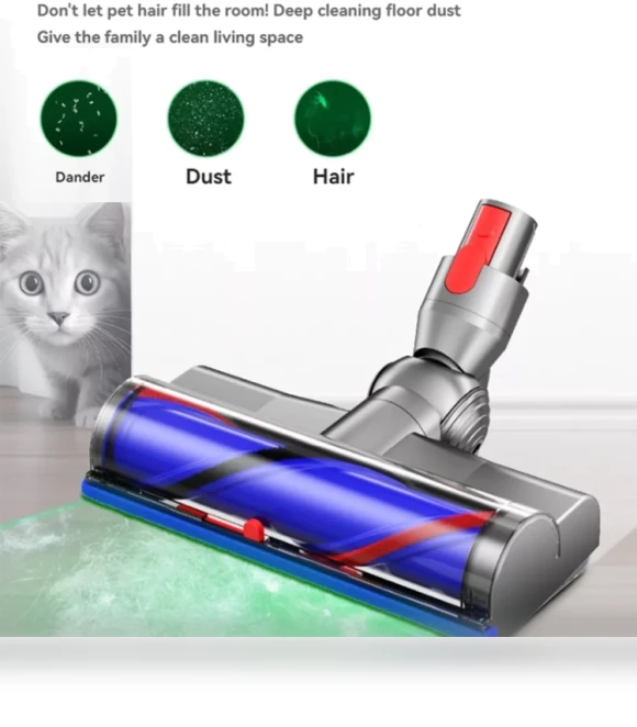 High Torque Direct Drive Roller Brush Head With Dust Display Light — Vacuum Attachments, Dyson