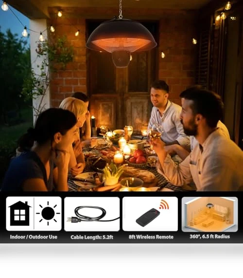 Infrared Hanging Electric Patio Heater — Patio Heaters, SUNNFLAME