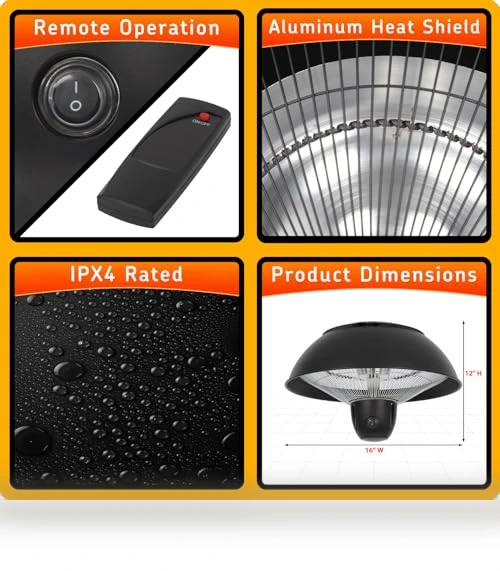 Infrared Hanging Electric Patio Heater — Patio Heaters, SUNNFLAME