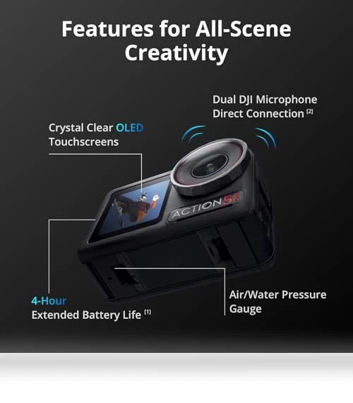 Action Camera 4K with Extended Battery Life — Wearable Cameras, DJI