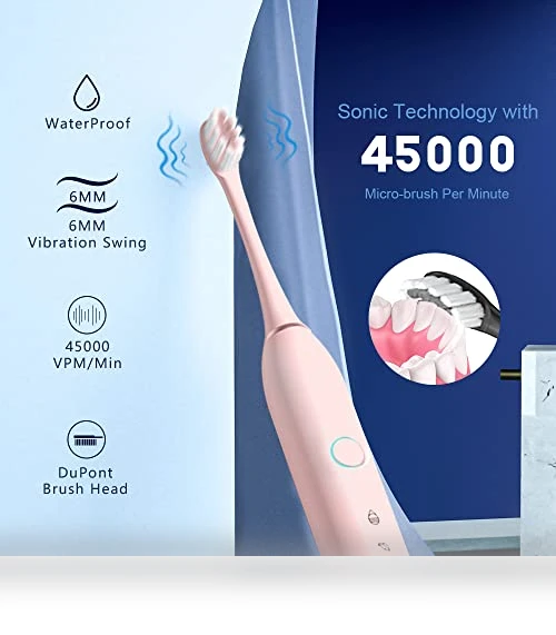 Rechargeable Electric Toothbrushes Set — Ultrasonic, HUBAKO