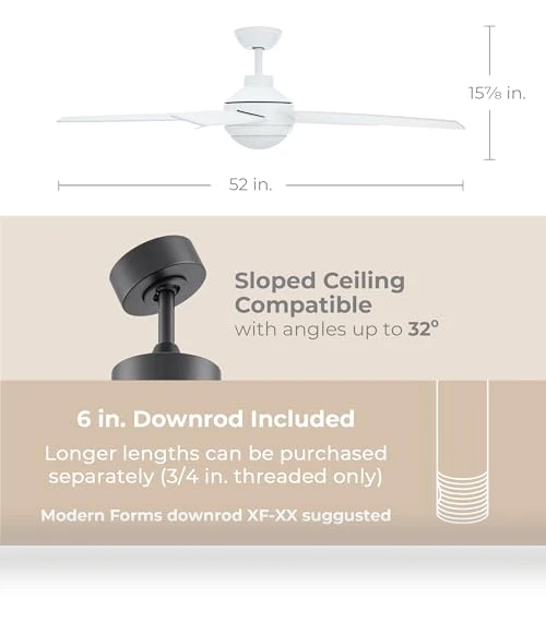 Smart 5-Blade Ceiling Fan with LED Light Kit — Ceiling Fan Wall Controls, East Grove Home