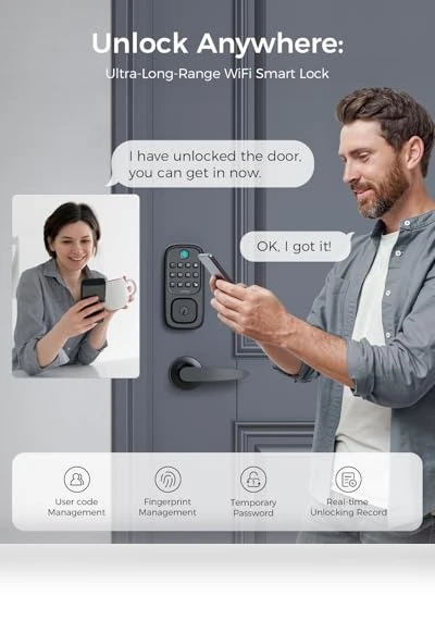 WiFi Smart Keypad Deadbolt with Handle Set — Deadbolts, LNDU