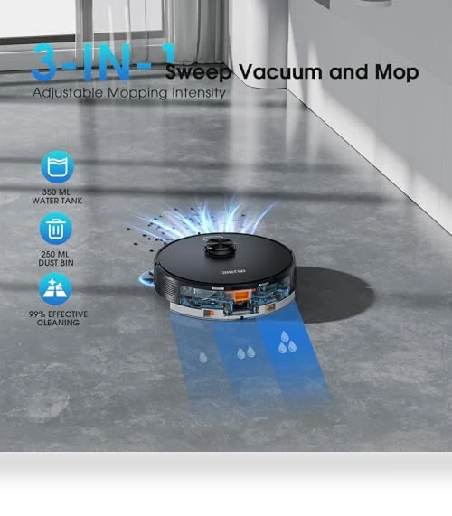 3-in-1 Robotic Vacuum and Mop — Smart Cleaning Robots, SHELIKI